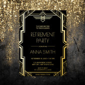 Gatsby Art Deco Black and Gold Retirement Party fo Folieneinladung