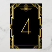 Gatsby Art Deco Black and Gold Tischnummer (Vorderseite)