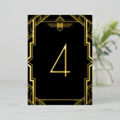 Gatsby Art Deco Black and Gold Tischnummer (Stehend vorne)