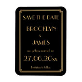 Gatsby Art Deco Black Wedding Save the Date Magnet (Vertikal)