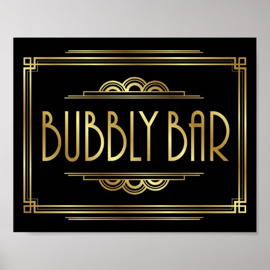 Gatsby Art Deco BUBBLY BAR Sign Print Poster (Vorne)