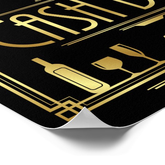 Gatsby Art Deco CASH BAR Sign Print Poster (Ecke)