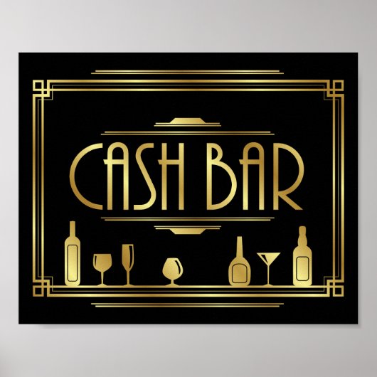 Gatsby Art Deco CASH BAR Sign Print Poster (Vorne)