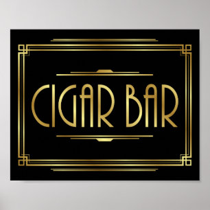 Gatsby Art Deco CIGAR BAR Sign Print Poster