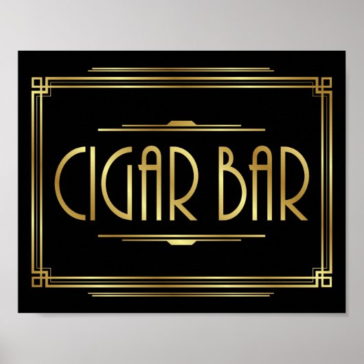 Gatsby Art Deco CIGAR BAR Sign Print Poster (Vorne)