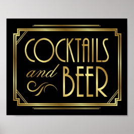 Gatsby Art Deco COCKTAILS und BIER Sign Print Poster