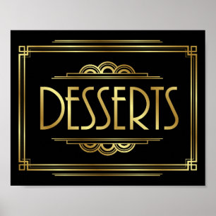 Gatsby Art Deco DESSERTS signieren Poster