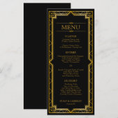 Gatsby Art Deco Dinner Menü | Editierbare Farbe Menükarte (Vorne/Hinten)