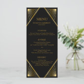 Gatsby Art Deco Dinner Menü | Editierbare Farbe Menükarte (Stehend Vorderseite)