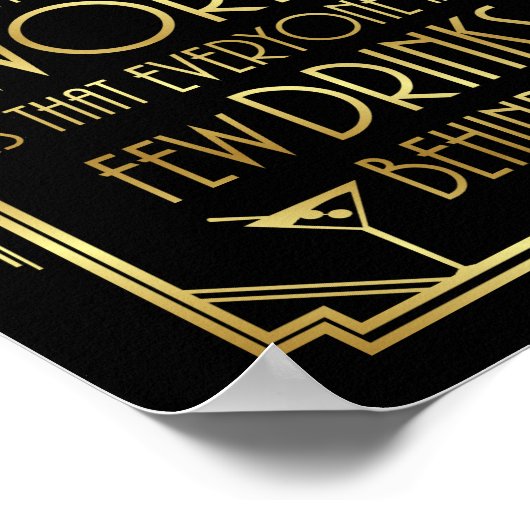 Gatsby Art Deco DRINKING QUOTE signieren Poster (Ecke)