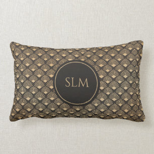 Gatsby Art Deco Fächer Muster Monogramm Luxus Lendenkissen