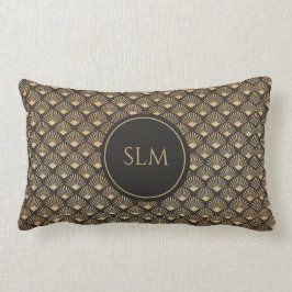 Gatsby Art Deco Fan Muster Monogram Luxe Lendenkissen