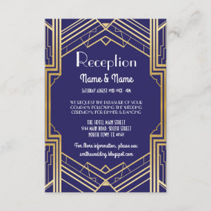 Gatsby Art Deco Gold Hochzeitsempfangskarten Einladung