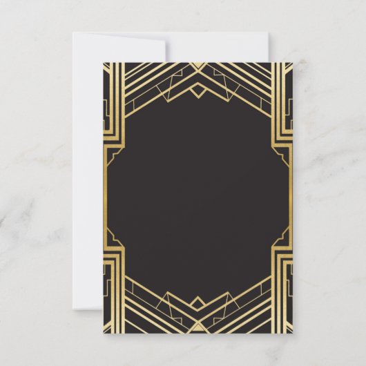 Gatsby Art Deco Gold Wedding Cards Einladung (Rückseite)