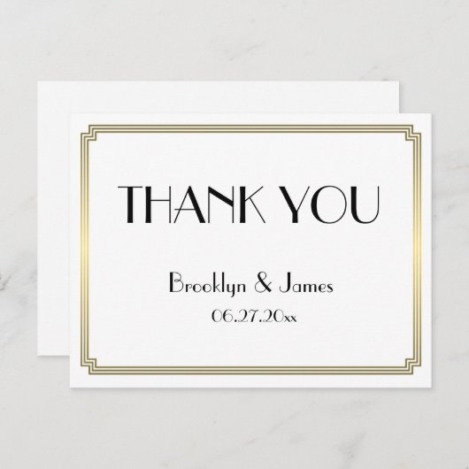 Gatsby Art Deco Gold Wedding Danke Postkarten (Vorne/Hinten)