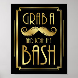Gatsby Art Deco GRAB A MUSTACHE Signature Print Poster