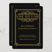 GATSBY ART DECO Hochzeit SPAREN SIE DAS DATUM Einladung (Vorne/Hinten)