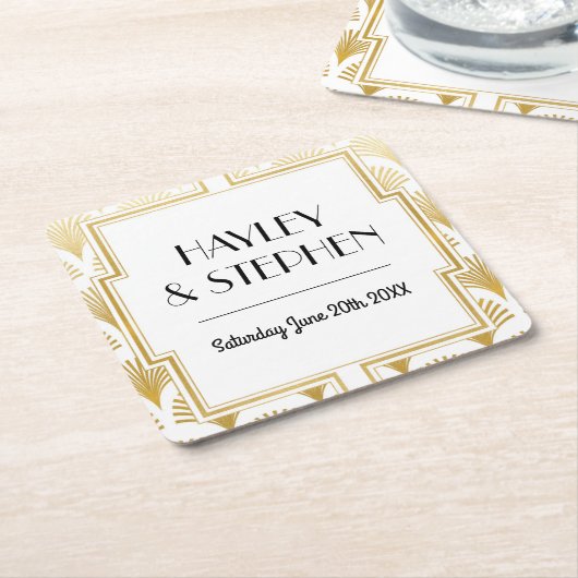 Gatsby Art Deco Hochzeitsfeier der 1920er Unterset Rechteckiger Pappuntersetzer (angewinkelt)