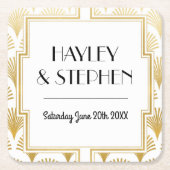 Gatsby Art Deco Hochzeitsfeier der 1920er Unterset Rechteckiger Pappuntersetzer (Vorderseite)