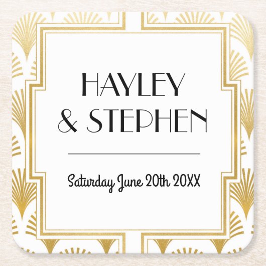 Gatsby Art Deco Hochzeitsfeier der 1920er Unterset Rechteckiger Pappuntersetzer (Vorderseite)