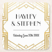 Gatsby Art Deco Hochzeitsfeier der 1920er Unterset Rechteckiger Pappuntersetzer (Vorderseite)