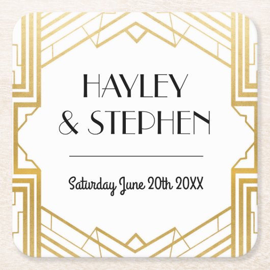 Gatsby Art Deco Hochzeitsfeier der 1920er Unterset Rechteckiger Pappuntersetzer (Vorderseite)