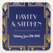 Gatsby Art Deco Hochzeitsfeier der 1920er Unterset Rechteckiger Pappuntersetzer (Vorderseite)