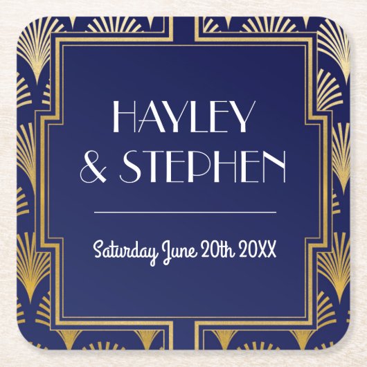 Gatsby Art Deco Hochzeitsfeier der 1920er Unterset Rechteckiger Pappuntersetzer (Vorderseite)