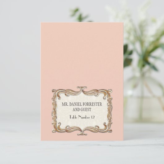 Gatsby Art Deco Jugendstil Imitate Golden Tulip Einladung (Stehend Vorderseite)