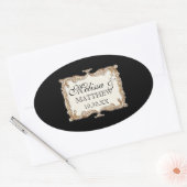 Gatsby Art Deco Jugendstil Imitate Golden Tulip Ovaler Aufkleber (Umschlag)