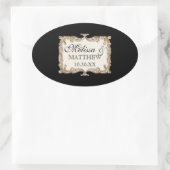 Gatsby Art Deco Jugendstil Imitate Golden Tulip Ovaler Aufkleber (Tasche)