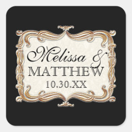 Gatsby Art Deco Jugendstil Imitate Golden Tulip Quadratischer Aufkleber