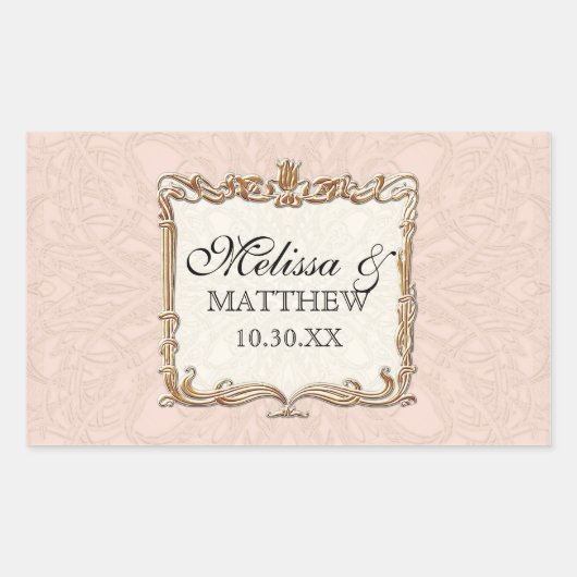 Gatsby Art Deco Jugendstil Imitate Golden Tulip Rechteckiger Aufkleber (Vorderseite)