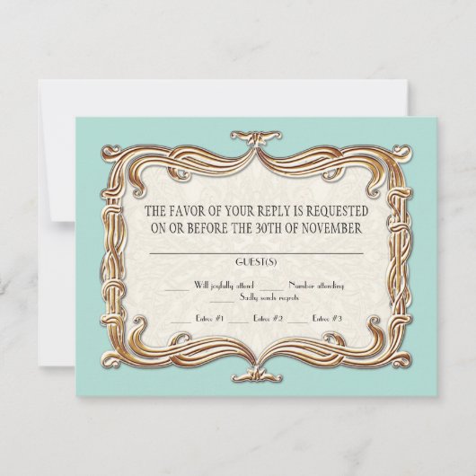 Gatsby Art Deco Jugendstil Imitate Golden Tulip RSVP Karte (Vorderseite)