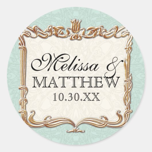 Gatsby Art Deco Jugendstil Imitate Golden Tulip Runder Aufkleber (Vorderseite)