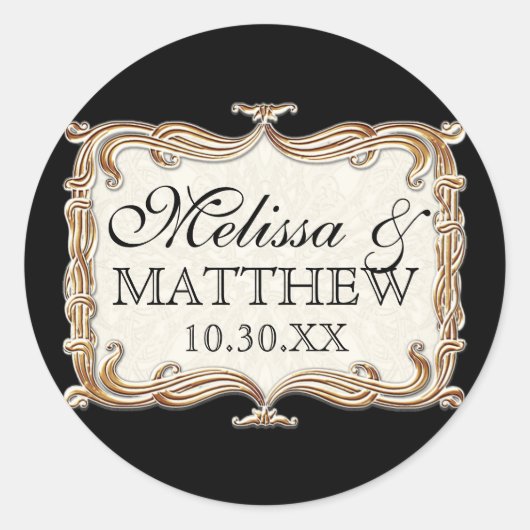 Gatsby Art Deco Jugendstil Imitate Golden Tulip Runder Aufkleber (Vorderseite)