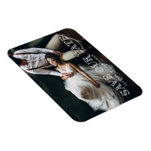 Gatsby Art Deco Lettering Foto Save the Date Magnet (Rechte Seite)