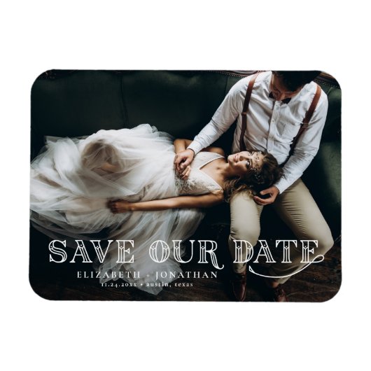 Gatsby Art Deco Lettering Foto Save the Date Magnet (Horizontal)