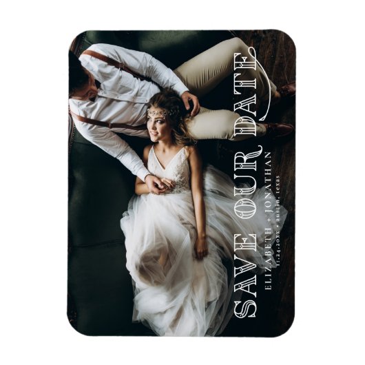 Gatsby Art Deco Lettering Foto Save the Date Magnet (Vertikal)