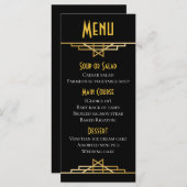 Gatsby Art Deco Menü Black & Gold Wedding Party Menükarte (Vorne/Hinten)