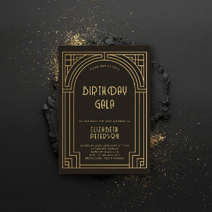Gatsby Art Deco Nouveau Gold Roaring Twenties Gebu Einladung