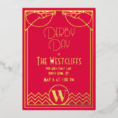 Gatsby Art Deco Rotes Party Folieneinladung (Vorderseite)