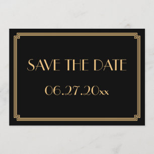 Gatsby Art Deco Schwarze Hochzeit Save The Date Ka Einladung