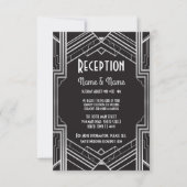 Gatsby Art Deco Silver Wedding Reception Cards Einladung (Vorderseite)