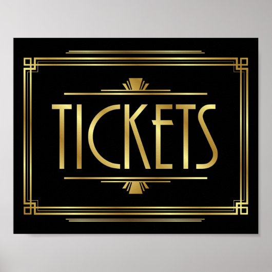Gatsby Art Deco TICKETS Schild (Vorne)