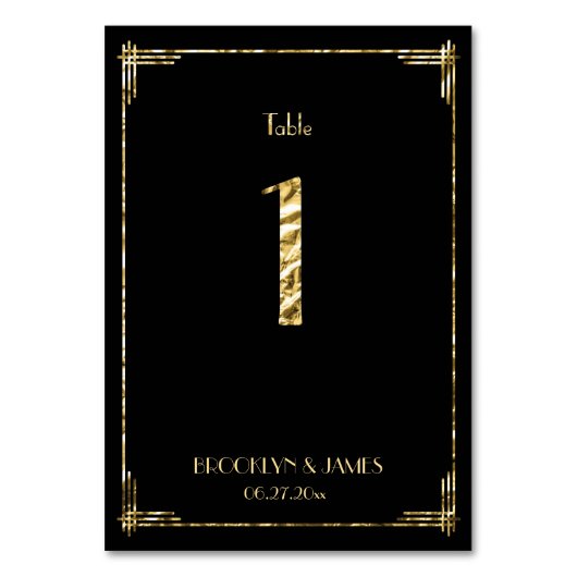 Gatsby Art Deco Tischnummer 1 (Rückseite)