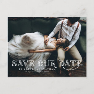 Gatsby Art Deco Typografie Foto Save-the-Date-Kart Ankündigungspostkarte