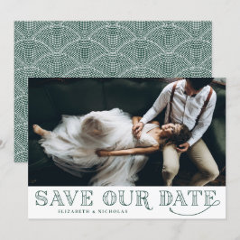 Gatsby Art Deco Typografie Green Save the Date