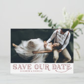 Gatsby Art Deco Typografie Red Save the Date (Stehend Vorderseite)