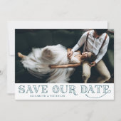 Gatsby Art Deco Typografie Save the Date Aquamarin (Vorderseite)